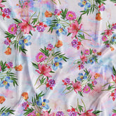 Pink Blue Multicolour 3D Floral Digital Printed Fabric For Gown